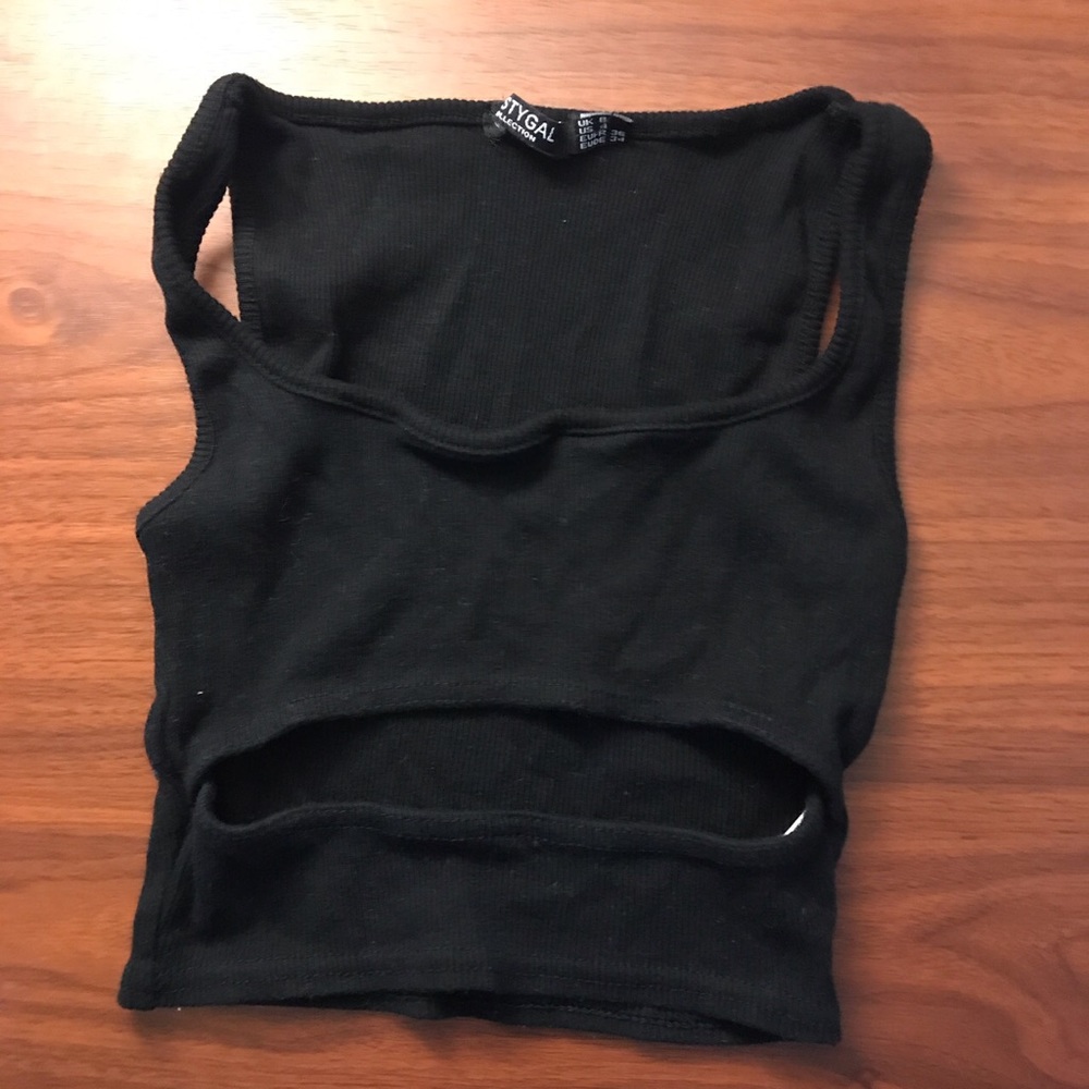 NASTYGAL black crop tank top with slit